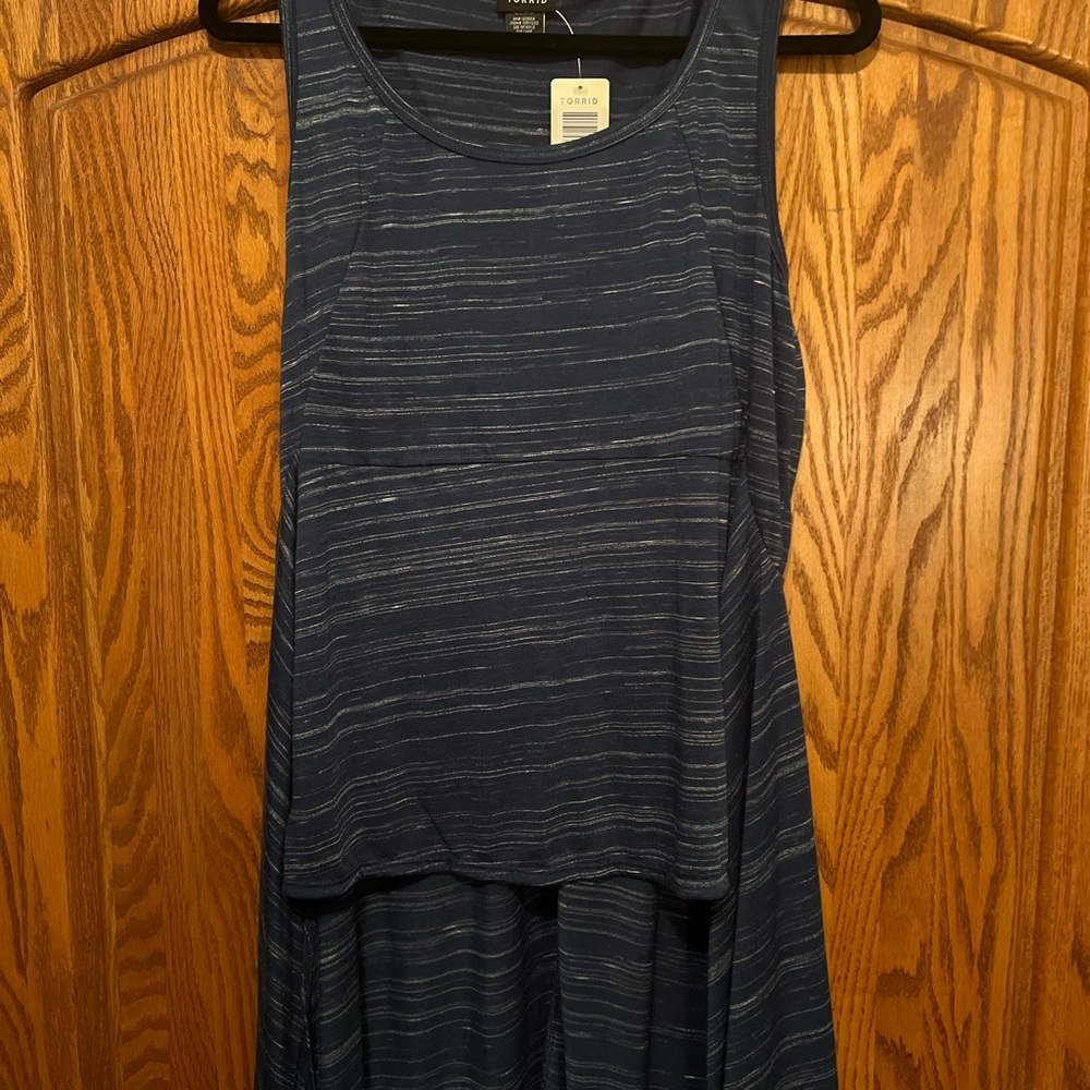 Torrid Navy and White Striped Sleeveless Top